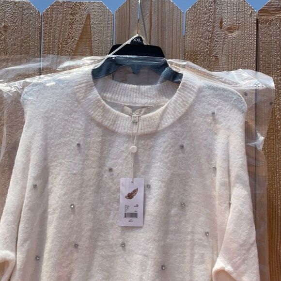 🔥Take 50% OFF-C&V Chelsea &Violet Rhinestone Encrusted Cropped Sweater,Size-XXL - Picture 5 of 11